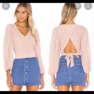 Free people wrap top orchid rain autumn nights xs striped long sleeve 70s